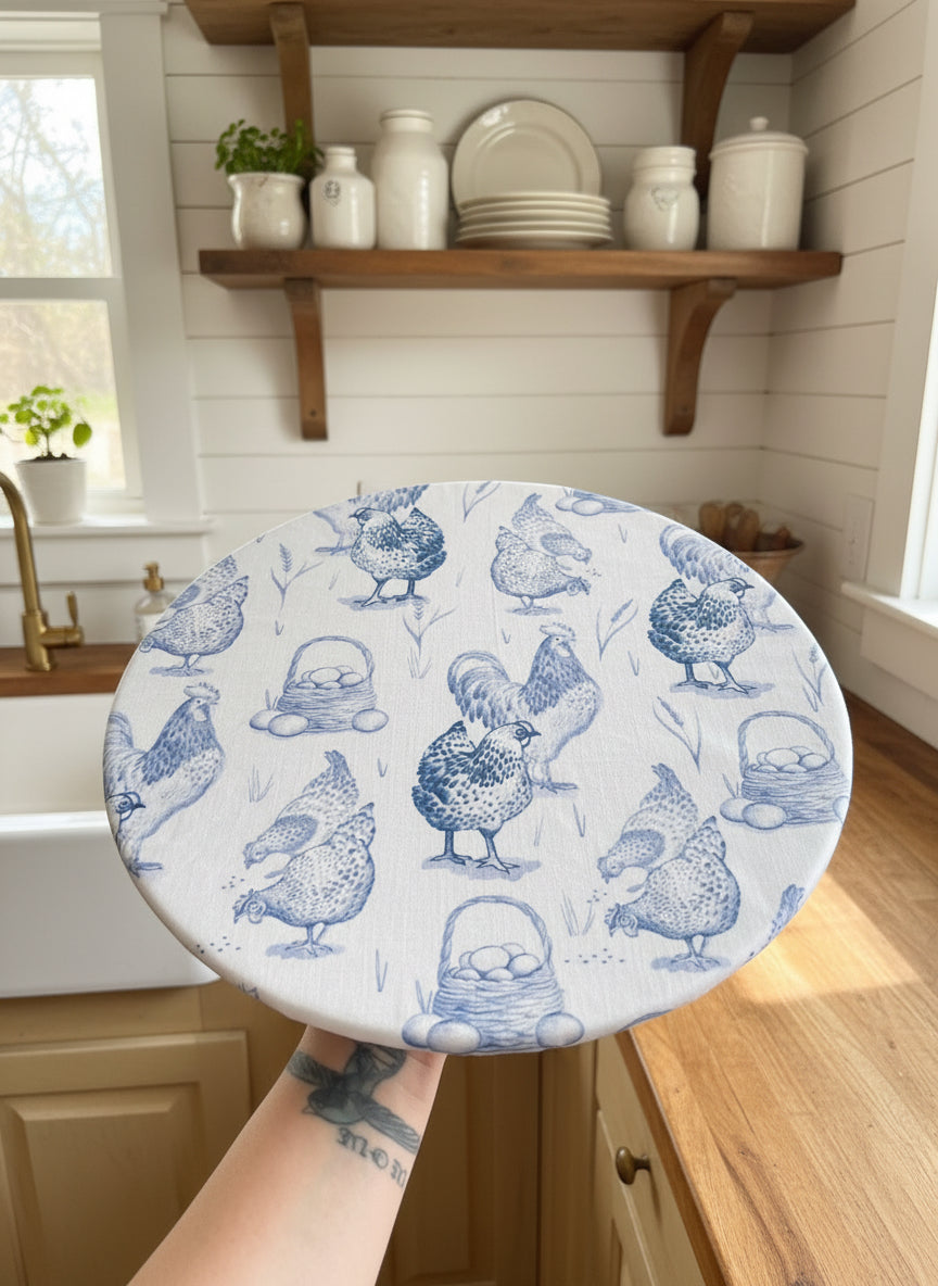 Cotton Chicken Print Bowl Cover