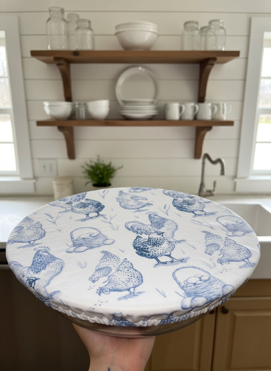 Cotton Chicken Print Bowl Cover