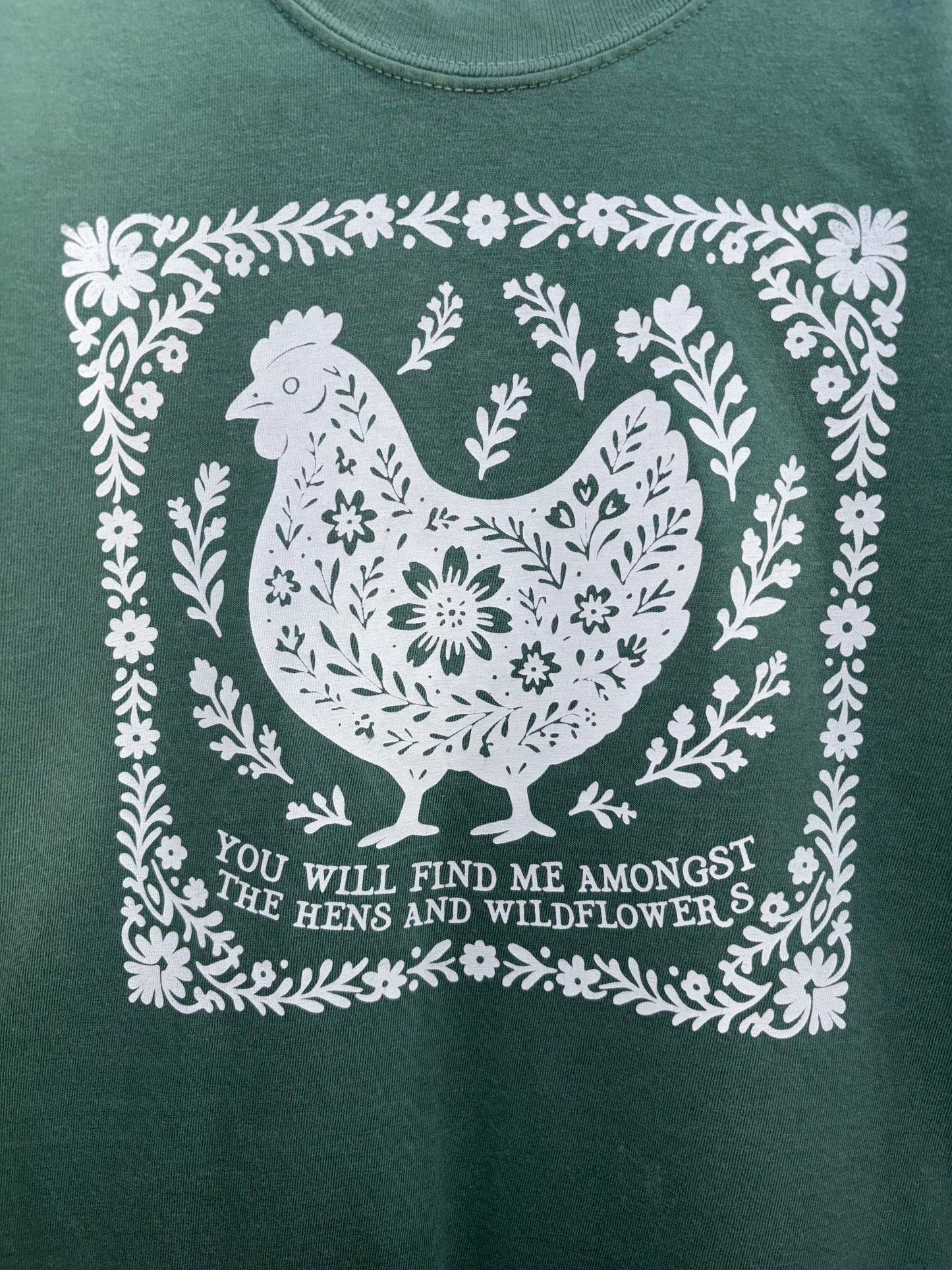 Floral Hen Screen Printed Shirt