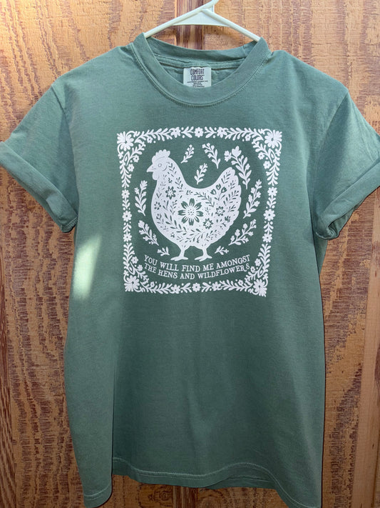 Floral Hen Screen Printed Shirt