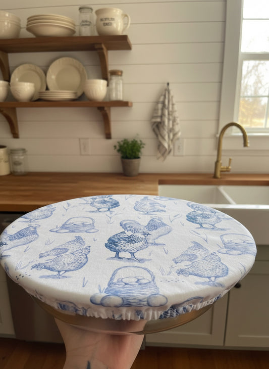 Cotton Chicken Print Bowl Cover